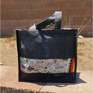 New Freeset Tote Bag Weaved Burlap Double Handle India Freedom